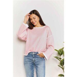 NWT Angel Wings Contrast Detail Dropped Shoulder Knit Top